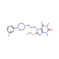 CCOc1nc2c(c(=O)n(C)c(=O)n2C)n1CCCN1CCN(c2cccc(Cl)c2)CC1 ZINC000028652678