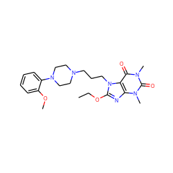 CCOc1nc2c(c(=O)n(C)c(=O)n2C)n1CCCN1CCN(c2ccccc2OC)CC1 ZINC000028652670