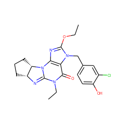 CCOc1nc2c(n1Cc1ccc(O)c(Cl)c1)C(=O)N(CC)C1=N[C@@H]3CCC[C@@H]3N12 ZINC000028265307