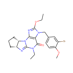 CCOc1nc2c(n1Cc1ccc(OC)c(Br)c1)C(=O)N(CC)C1=N[C@@H]3CCC[C@@H]3N12 ZINC000028263295