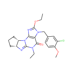 CCOc1nc2c(n1Cc1ccc(OC)c(Cl)c1)C(=O)N(CC)C1=N[C@@H]3CCC[C@@H]3N12 ZINC000028263290