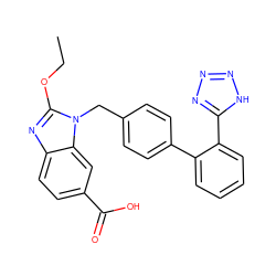 CCOc1nc2ccc(C(=O)O)cc2n1Cc1ccc(-c2ccccc2-c2nnn[nH]2)cc1 ZINC000013832290
