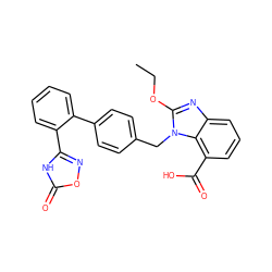 CCOc1nc2cccc(C(=O)O)c2n1Cc1ccc(-c2ccccc2-c2noc(=O)[nH]2)cc1 ZINC000000598390