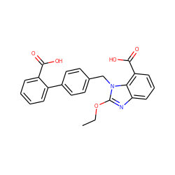 CCOc1nc2cccc(C(=O)O)c2n1Cc1ccc(-c2ccccc2C(=O)O)cc1 ZINC000013832257