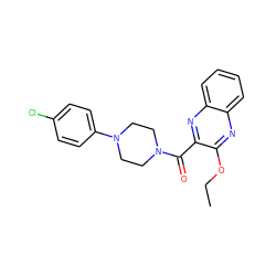 CCOc1nc2ccccc2nc1C(=O)N1CCN(c2ccc(Cl)cc2)CC1 ZINC000066156882