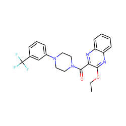 CCOc1nc2ccccc2nc1C(=O)N1CCN(c2cccc(C(F)(F)F)c2)CC1 ZINC000066066569