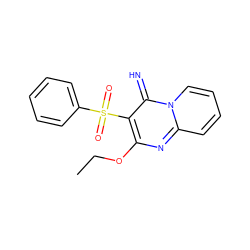 CCOc1nc2ccccn2c(=N)c1S(=O)(=O)c1ccccc1 ZINC000034646199