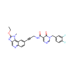 CCOc1nc2cnc3ccc(C#CCNC(=O)c4cncn(Cc5ccc(F)c(F)c5)c4=O)cc3c2n1C ZINC000169710283