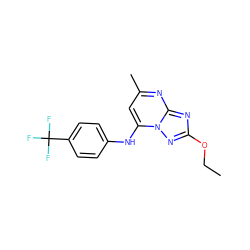 CCOc1nc2nc(C)cc(Nc3ccc(C(F)(F)F)cc3)n2n1 ZINC000073296037