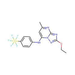 CCOc1nc2nc(C)cc(Nc3ccc(S(F)(F)(F)(F)F)cc3)n2n1 ZINC000073310059