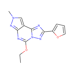 CCOc1nc2nn(C)cc2c2nc(-c3ccco3)nn12 ZINC000095575176