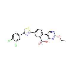 CCOc1ncc(-c2ccc(-c3nc(-c4ccc(Cl)c(Cl)c4)cs3)cc2C(=O)O)cn1 ZINC000204956072