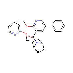 CCOc1ncc(-c2ccccc2)cc1C(=O)N1[C@H]2CC[C@H]1[C@H](COc1ccccn1)C2 ZINC000226057583