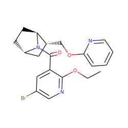 CCOc1ncc(Br)cc1C(=O)N1[C@H]2CC[C@H]1[C@H](COc1ccccn1)C2 ZINC000226044562