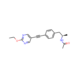 CCOc1ncc(C#Cc2ccc(C[C@@H](C)NC(C)=O)cc2)cn1 ZINC000113412064