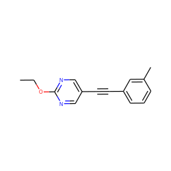 CCOc1ncc(C#Cc2cccc(C)c2)cn1 ZINC000040975360