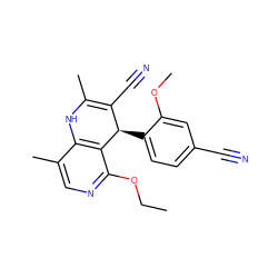 CCOc1ncc(C)c2c1[C@H](c1ccc(C#N)cc1OC)C(C#N)=C(C)N2 ZINC000043177588