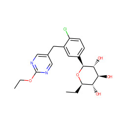 CCOc1ncc(Cc2cc([C@@H]3O[C@H](CC)[C@@H](O)[C@H](O)[C@H]3O)ccc2Cl)cn1 ZINC000064559372