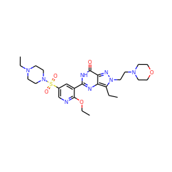 CCOc1ncc(S(=O)(=O)N2CCN(CC)CC2)cc1-c1nc2c(CC)n(CCN3CCOCC3)nc2c(=O)[nH]1 ZINC000073198115