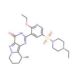 CCOc1ncc(S(=O)(=O)N2CCN(CC)CC2)cc1-c1nc2c3n(nc2c(=O)[nH]1)CCC[C@H]3C ZINC000034251404