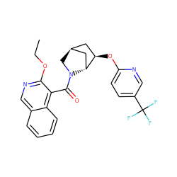 CCOc1ncc2ccccc2c1C(=O)N1C[C@H]2C[C@@H](Oc3ccc(C(F)(F)F)cn3)[C@H]1C2 ZINC000218523728