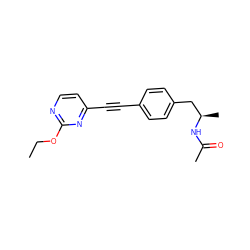 CCOc1nccc(C#Cc2ccc(C[C@@H](C)NC(C)=O)cc2)n1 ZINC000113238529