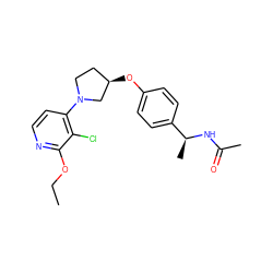 CCOc1nccc(N2CC[C@@H](Oc3ccc([C@H](C)NC(C)=O)cc3)C2)c1Cl ZINC000169709856