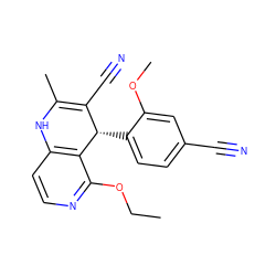 CCOc1nccc2c1[C@@H](c1ccc(C#N)cc1OC)C(C#N)=C(C)N2 ZINC000143041693