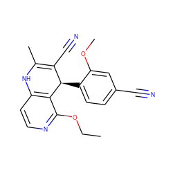 CCOc1nccc2c1[C@H](c1ccc(C#N)cc1OC)C(C#N)=C(C)N2 ZINC000143041907