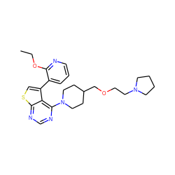 CCOc1ncccc1-c1csc2ncnc(N3CCC(COCCN4CCCC4)CC3)c12 ZINC000146405917