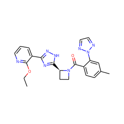 CCOc1ncccc1-c1n[nH]c([C@@H]2CCN2C(=O)c2ccc(C)cc2-n2nccn2)n1 ZINC001772629935