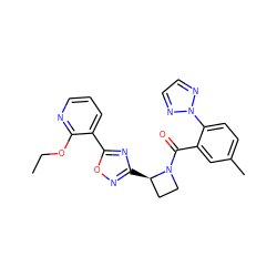 CCOc1ncccc1-c1nc([C@@H]2CCN2C(=O)c2cc(C)ccc2-n2nccn2)no1 ZINC000218155344