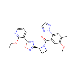 CCOc1ncccc1-c1nc([C@@H]2CCN2C(=O)c2cc(OC)c(C)cc2-n2nccn2)no1 ZINC000218143766