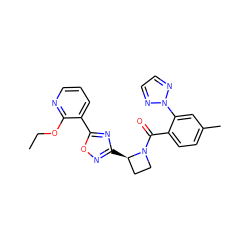 CCOc1ncccc1-c1nc([C@@H]2CCN2C(=O)c2ccc(C)cc2-n2nccn2)no1 ZINC000218202530