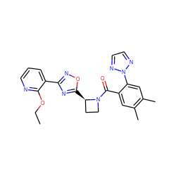 CCOc1ncccc1-c1noc([C@@H]2CCN2C(=O)c2cc(C)c(C)cc2-n2nccn2)n1 ZINC000218042146