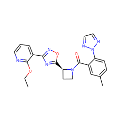 CCOc1ncccc1-c1noc([C@@H]2CCN2C(=O)c2cc(C)ccc2-n2nccn2)n1 ZINC000218042241