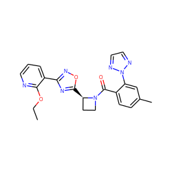 CCOc1ncccc1-c1noc([C@@H]2CCN2C(=O)c2ccc(C)cc2-n2nccn2)n1 ZINC000218079631