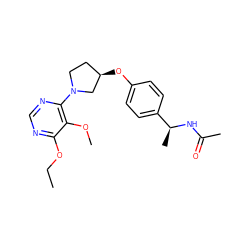 CCOc1ncnc(N2CC[C@@H](Oc3ccc([C@H](C)NC(C)=O)cc3)C2)c1OC ZINC000261106323