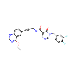 CCOc1ncnc2ccc(C#CCNC(=O)c3cncn(Cc4ccc(F)c(F)c4)c3=O)cc12 ZINC000144969523