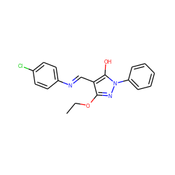 CCOc1nn(-c2ccccc2)c(O)c1/C=N/c1ccc(Cl)cc1 ZINC000101831489