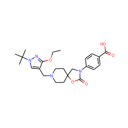 CCOc1nn(C(C)(C)C)cc1CN1CCC2(CC1)CN(c1ccc(C(=O)O)cc1)C(=O)O2 ZINC000169702630