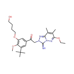 CCOc1nn2c(=N)n(CC(=O)c3cc(OCCCCO)c(OC)c(C(C)(C)C)c3)nc2c(C)c1C ZINC000115496156