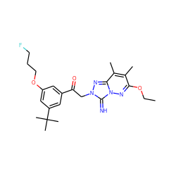 CCOc1nn2c(=N)n(CC(=O)c3cc(OCCCF)cc(C(C)(C)C)c3)nc2c(C)c1C ZINC000115494075