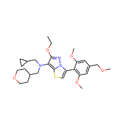 CCOc1nn2c(-c3c(OC)cc(COC)cc3OC)csc2c1N(CC1CCOCC1)CC1CC1 ZINC000169694383