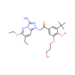 CCOc1nn2c(N)n[n+](CC(=O)c3cc(OCCCO)c(OC)c(C(C)(C)C)c3)c2cc1CC ZINC000115446175