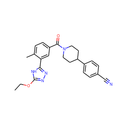 CCOc1nnc(-c2cc(C(=O)N3CCC(c4ccc(C#N)cc4)CC3)ccc2C)[nH]1 ZINC000150239981