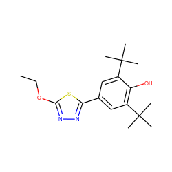 CCOc1nnc(-c2cc(C(C)(C)C)c(O)c(C(C)(C)C)c2)s1 ZINC000013796326