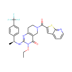 CCOn1c(N[C@@H](C)c2ccc(C(F)(F)F)cc2)nc2c(c1=O)CN(C(=O)c1cc3cccnc3s1)CC2 ZINC000113829117