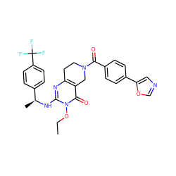 CCOn1c(N[C@@H](C)c2ccc(C(F)(F)F)cc2)nc2c(c1=O)CN(C(=O)c1ccc(-c3cnco3)cc1)CC2 ZINC000113827496