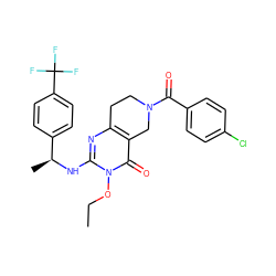 CCOn1c(N[C@@H](C)c2ccc(C(F)(F)F)cc2)nc2c(c1=O)CN(C(=O)c1ccc(Cl)cc1)CC2 ZINC000113827462